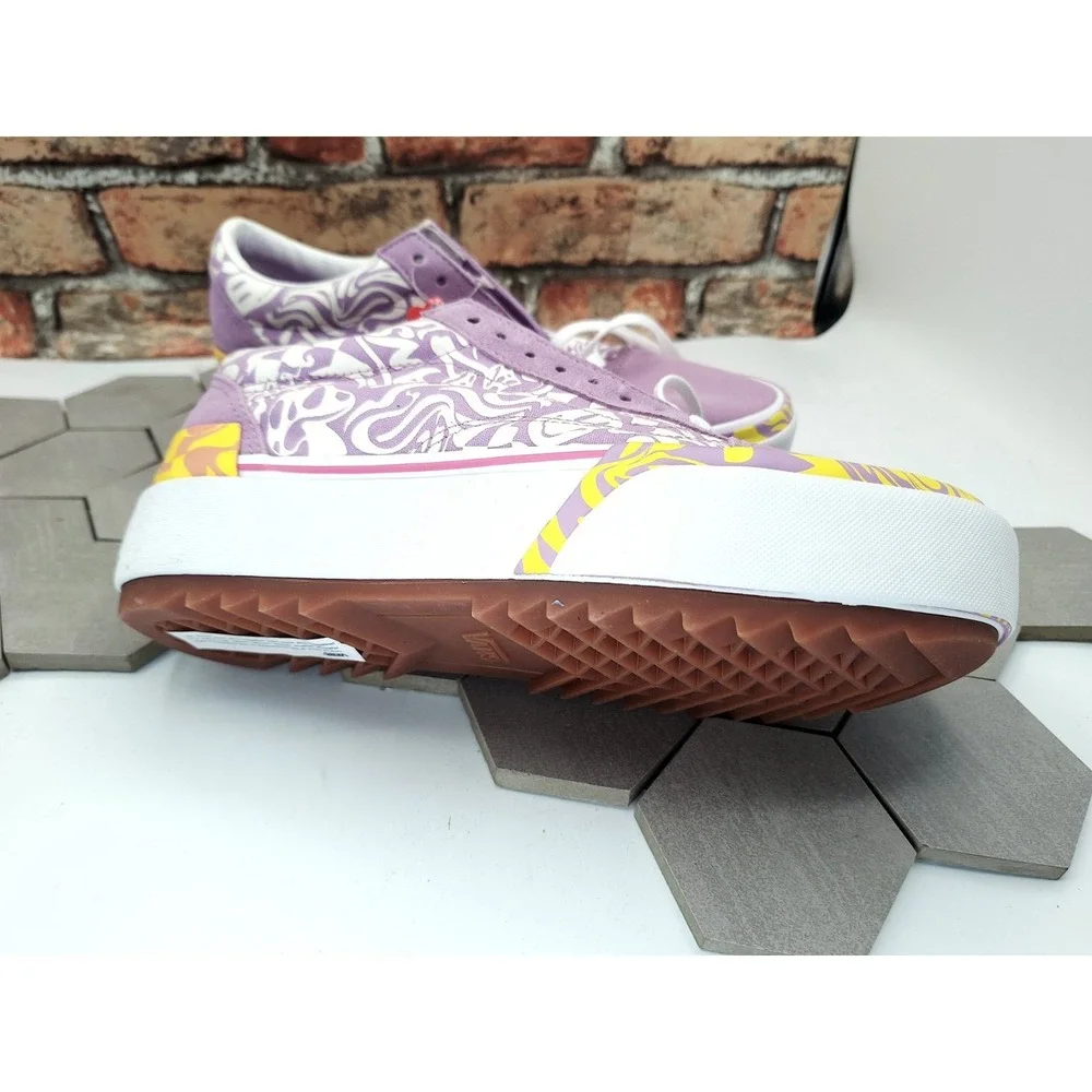 Vans Old Skool Stacked Lugged Wavy Daze Lilac 2in Platform Shoes Women's Sz 8 - Picture 6 of 10